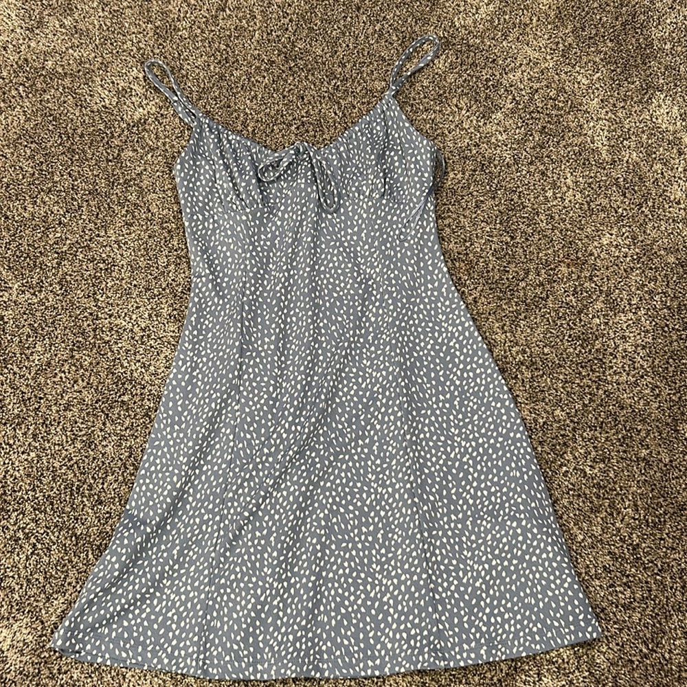 Blue summer dress with heart pockadot design